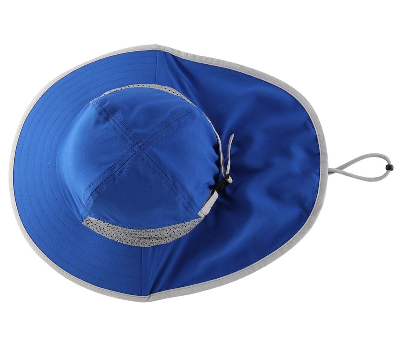 Connectyle Kids Sun Hat Fishing Hat for Boys Girls UPF50 Wide Brim Bucket Hat with Neck Flap Kids Hiking Safari Hat Aqua Blue - Image 4